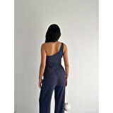 Lucky Life Kadın Crop Pantalon Ikili Takım - Lacivert