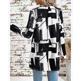 Lucky Life Kadın Uzun Kollu önü Açık Desenli Modal Kısa Ceket