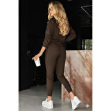 Lucky Life Kadın Uzun Kollu V Yakalı Viskon Iki Iplik Bluz Ve Pantolon Ikili Takım