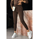 Lucky Life Kadın Uzun Kollu V Yakalı Viskon Iki Iplik Bluz Ve Pantolon Ikili Takım