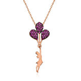 Gümüş Rose Kırmızı Balonlu Kız Kolye