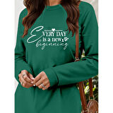 Lucky Life Kadın Uzun Kollu Bisiklet Yaka Kısa Viskon Iki Iplik Elbise