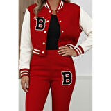 Lucky Life Kadın Uzun Kollu Hakim Yaka önden Düğmeli Ceket Pantolon şardonlu Iki Iplik Ikili Takım