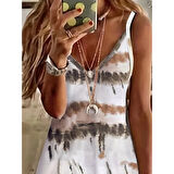 Lucky Life Kadın Ip Askılı V Yakalı Karışık Renkli Süprem Elbise