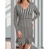 Lucky Life Kadın Uzun Kollu Kruvaze Yaka Kazayağı Mikro Mini Boy Elbise