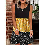 Lucky Life Kadın Askılı Yuvarlak Yaka çiçek Baskılı Salaş Süprem Elbise