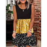 Lucky Life Kadın Askılı Yuvarlak Yaka çiçek Baskılı Salaş Süprem Elbise