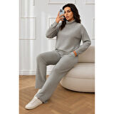 Lucky Life Lucky Life Kadın Uzun Kollu Balıkçı Yaka şardonlu Bluz Ve Pantolon Ikili Takım