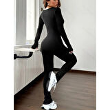 Lucky Life Kadın  Uzun Kollu Kare Yakalı Fermuarlı Parmaktan Geçmeli Dalgıç Tulum