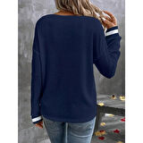 Lucky Life Kadın Uzun Kollu V Yakalı Waffle Bluz