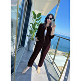 Lucky Life Kadın Uzun Kollu önden Fermuarlı Modal Ceket Ve Pantolon Ikili Takım