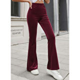 Lucky Life Kadın Yüksek Bel Paçaya Doğru Genişleyen Kadife Pantolon