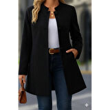 Lucky Life Kadın Uzun Kollu Yakalı önü Düğmeli Ithal Kaşe Astarlı Kaban