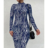 Lucky Life Kadın Uzun Kollu Mikro Midi Elbise