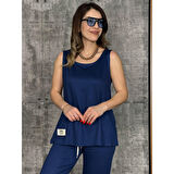 Lucky Life Askılı Yuvarlak Yaka Viskon Iki Iplik Bluz Ve Eşofman Altı Ikili Takım