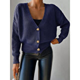 Lucky Life Kadın Uzun Kollu Düğme Detay Triko Bluz