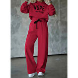 Lucky Life Kadın Uzun Kollu Nope Baskılı Beli Ribanalı Ikili Takım