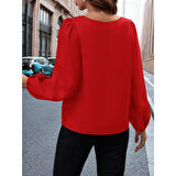 Lucky Life Kadın Uzun Kollu Damla Detaylı Ithal Krep Bluz