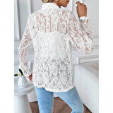 Lucky Life Kadın Uzun Kollu Yakalı önü Açık Dantelli Ceket