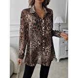 Lucky Life Kadın Uzun Kollu Yakalı önden Düğmeli şifon Gömlek
