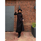 Lucky Life Kadın Balıkçı Yaka Omuzlardan Açık Uzun Kollu Janjan Krep Elbise