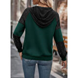 Lucky Life Kadın Uzun Kollu Dantelli Kapşonlu Viskon Iki Iplik Bluz