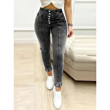 Lucky Life Kadın Yüksek Bel önden Düğmeli Jean Pantolon