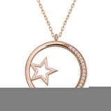 Gümüş Rose Yıldız Detaylı Halka Kadın Kolye