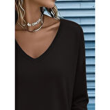 Lucky Life Lucky Life Kadın Uzun Kollu V Yakalı Viskon Iki Iplik Bluz