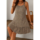 Lucky Life Kadın Boyundan Askılı Desenli Fırfırlı Süprem Elbise