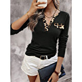 Lucky Life Kadın Uzun Kollu V Yakalı Kaşkorse Bluz