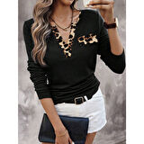 Lucky Life Kadın Uzun Kollu V Yakalı Kaşkorse Bluz