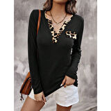 Lucky Life Kadın Uzun Kollu V Yakalı Kaşkorse Bluz