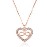 Gümüş Rose Kalp Sonsuzluk Kadın Kolye