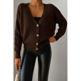 Lucky Life Kadın Uzun Kollu Düğme Detay Triko Hırka