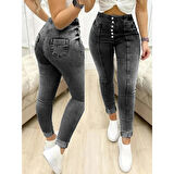 Lucky Life Kadın Yüksek Bel önden Düğmeli Jean Pantolon