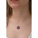 Gümüş Rose Mor Lotus Çiçeği Kolye