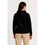 Lucky Life Üç İplik Kapüşonlu Tam Fermuarlı Kanguru Çepli SweatShirt Hoodie - Siyah