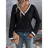 Lucky Life Kadın Uzun Kollu V Yakalı Waffle Bluz