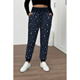 Lucky Life Kadın Yüksek Bel Bağcıklı Desenli Iki Iplik Pantolon