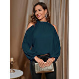 Lucky Life Kadın Uzun Kollu Omuzlardan Açık Sandy Bluz