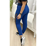 Lucky Life Kadın Yüksek Bel File Detaylı Dar Kesim Viskon Iki Iplik Pantolon