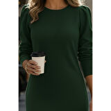 Lucky Life Kadın Uzun Kollu Bisiklet Yaka Iki Iplik Elbise