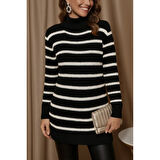 Lucky Life Kadın Uzun Kollu Degaje Yaka çizgili Sonya Iplik Mini Boy Triko Elbise (kemersiz)