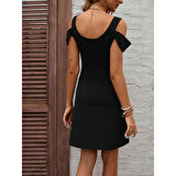 Lucky Life Kadın Askılı Soğuk Omuz Detaylı Modal Elbise