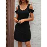 Lucky Life Kadın Askılı Soğuk Omuz Detaylı Modal Elbise