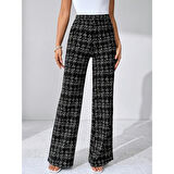 Lucky Life Kadın Yüksek Bel Paçaya Doğru Geniş Dokuma Pantolon