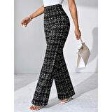 Lucky Life Kadın Yüksek Bel Paçaya Doğru Geniş Dokuma Pantolon