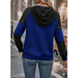 Lucky Life Kadın Uzun Kollu Dantelli Kapşonlu Viskon Iki Iplik Bluz