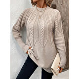 Lucky Life Kadın  Uzun Kollu Yarı Balıkçı Yaka Triko Bluz